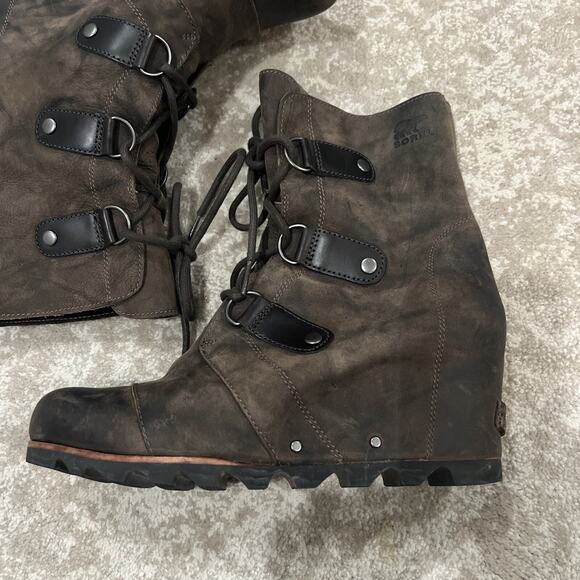 SOREL Size 10 Lace Up Wedge Boots JOAN OF ARCTIC II-Women-BROWN NEW-Worn Once- - Picture 2 of 4